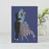 Art Deco-Passen getrouwd, bruiloft opslaan op dat Kaart (Staand voorkant)