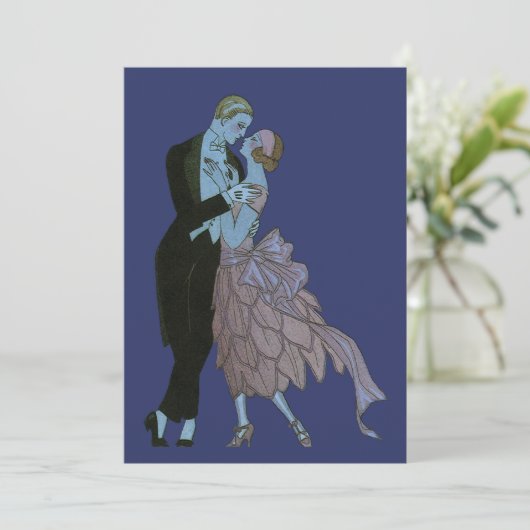  Art Deco-Passen getrouwd, bruiloft opslaan op dat Kaart (Staand voorkant)