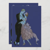 Art Deco-Passen getrouwd, bruiloft opslaan op dat Kaart (Voorkant / Achterkant)