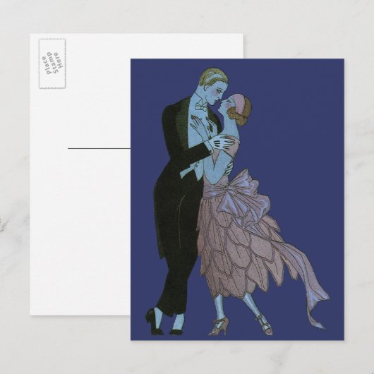  Art Deco-Passen getrouwd, Love Wedding Dance Aankondigingskaart (Voorkant / Achterkant)