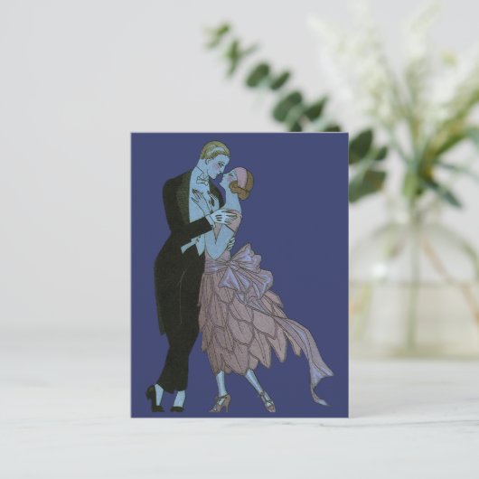  Art Deco-Passen getrouwd, Love Wedding Dance Aankondigingskaart (Staand voorkant)