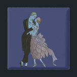 Art Deco-Passen getrouwd, Love Wedding Dance Magneet<br><div class="desc">Creëer met een duidelijke achtergrond zodat u de achtergrondkleur in om het even welke hexcodekleur kunt veranderen, enkel klik de "pas"knoop aan om de kleur te veranderen. illustratie romantisch afbeelding met een man en een vrouw in een formele ballroomdanserij in het moonlicht; ze is in een elegante trouwjurk die op...</div>