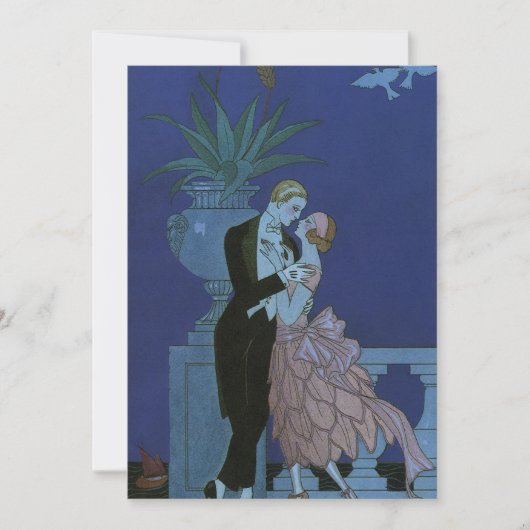 Art Deco Passen getrouwd, Oui van George Barbier Aankondiging (Voorkant)