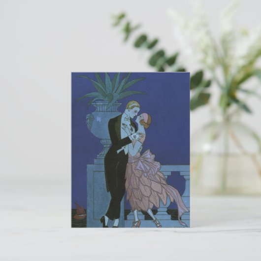 Art Deco Passen getrouwd, Oui van George Barbier Briefkaart (Staand voorkant)