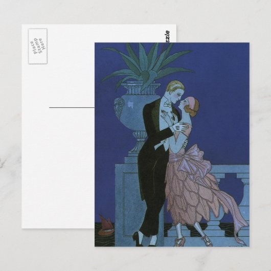 Art Deco Passen getrouwd, Oui van George Barbier Briefkaart (Voorkant / Achterkant)