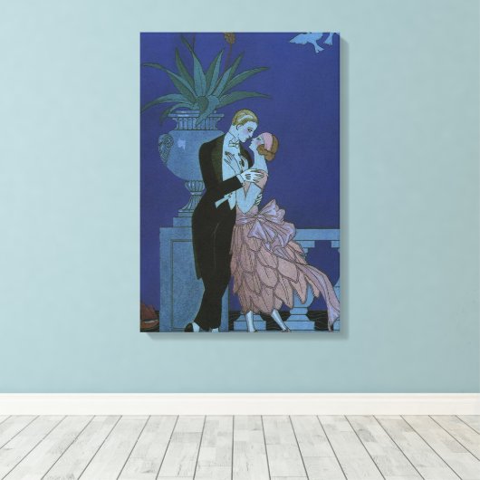  Art Deco Passen getrouwd, Oui van George Barbier Canvas Afdruk (Insitu (Houten vloer))