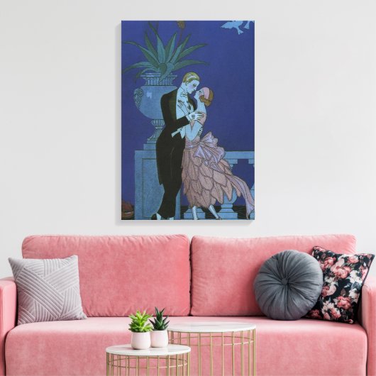  Art Deco Passen getrouwd, Oui van George Barbier Canvas Afdruk (Insitu (Woonkamer))