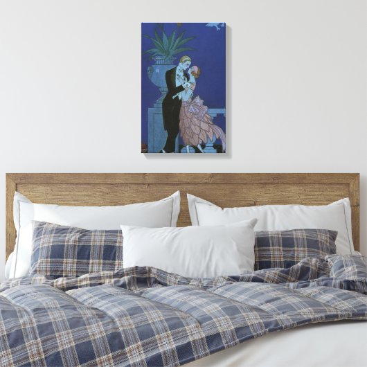 Art Deco Passen getrouwd, Oui van George Barbier Canvas Afdruk (Insitu (Slaapkamer))