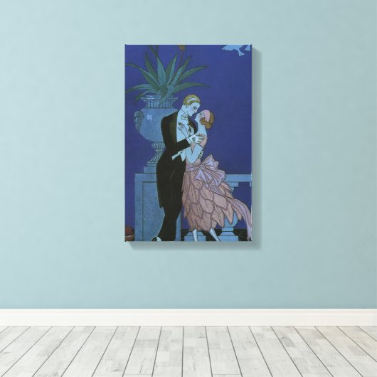 Art Deco Passen getrouwd, Oui van George Barbier Canvas Afdruk (Insitu (Houten vloer))
