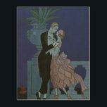 Art Deco Passen getrouwd, Oui van George Barbier Hout Afdruk<br><div class="desc">illustratie liefde en romance kunst deco afbeelding met een man en een vrouw gekleed in een formele ballroom dansend in het moonlight; ze is in een elegante trouwjurk die lijkt op een bloem met bloemen en hij zit in zijn fijnste tuxedo. Het koppel staat op een balkon die de oceaan...</div>