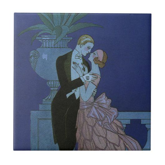 Art Deco Passen getrouwd, Oui van George Barbier Tegeltje (Voorkant)