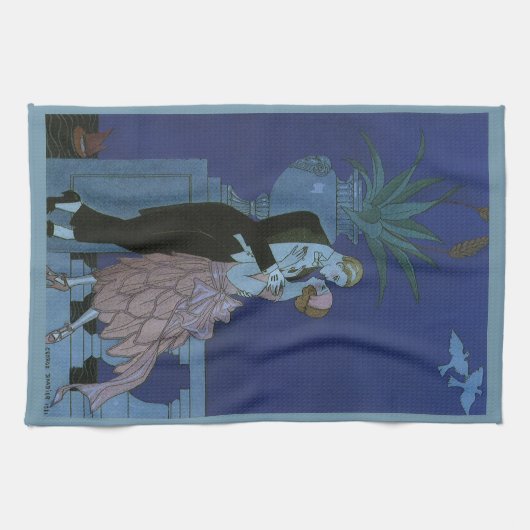  Art Deco Passen getrouwd, Oui van George Barbier Theedoek (Horizontaal)