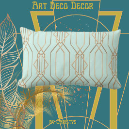 Art Deco Pastel Blue en Gold Lumbar Pillow Kussen