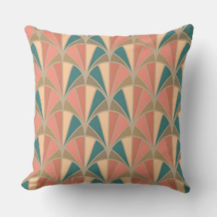 Art Deco Pastel Kleur Waaiers Patroon Kussen
