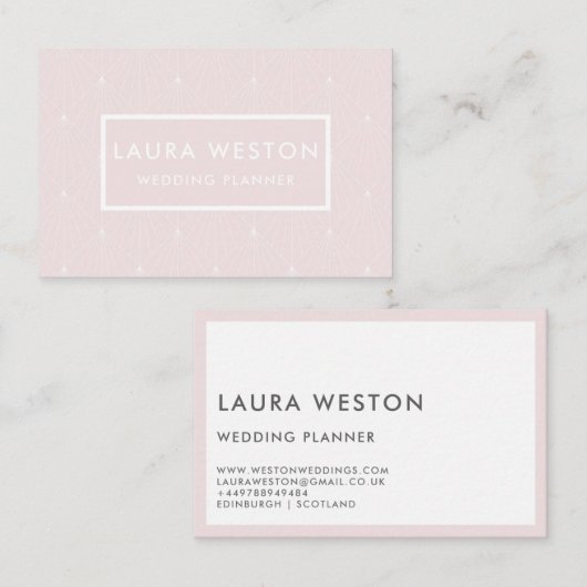 Art Deco Pastel Pink Modern Elegant Visitekaartje (Voorkant / Achterkant)