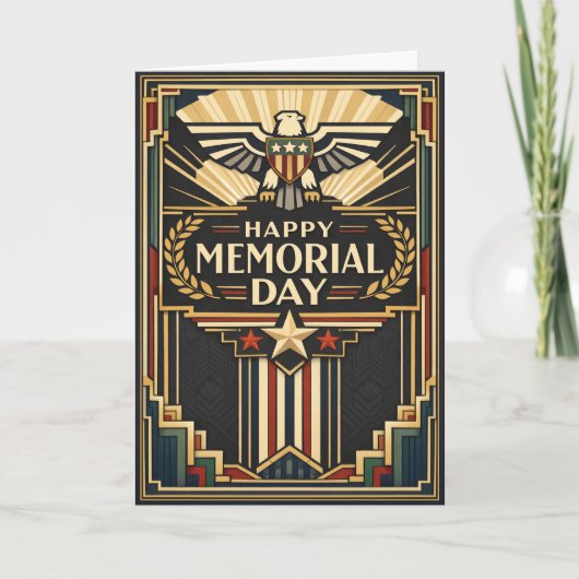 Art Deco Patriottische Gedenkdag Kaart (Voorkant)