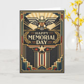 Art Deco Patriottische Gedenkdag Kaart (Gele Bloem)