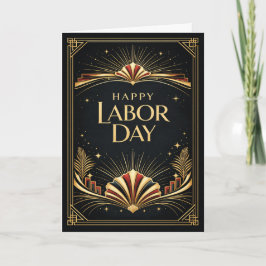 Art Deco Patriottische Gouden Hulde Happy Labor Da Kaart