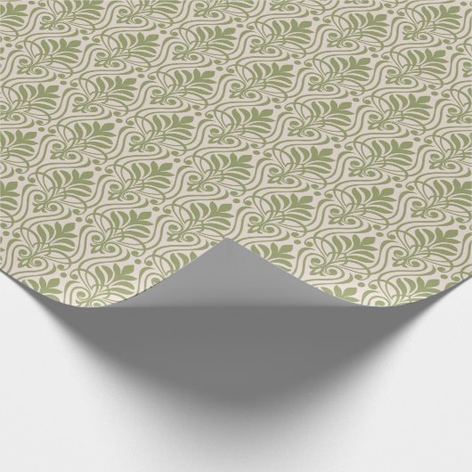 Art Deco Patroon 01 - Camouflage Groen op Wit Cadeaupapier (Hoek)