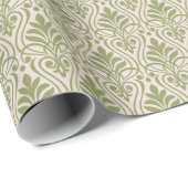 Art Deco Patroon 01 - Camouflage Groen op Wit Cadeaupapier (Rol Hoek)