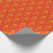 Art Deco Patroon 01 - Deco Gold 2 op Carmine Red Cadeaupapier (Hoek)