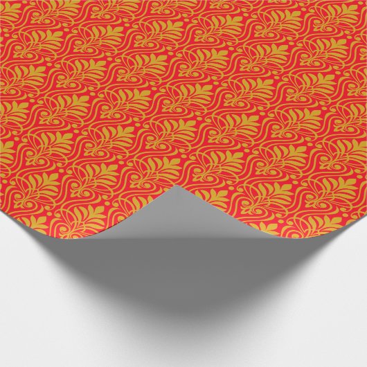 Art Deco Patroon 01 - Deco Gold 2 op Carmine Red Cadeaupapier (Hoek)