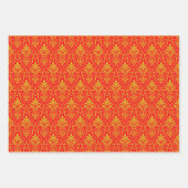Art Deco Patroon 01 - Deco Gold 2 op Carmine Red Inpakpapier Vel (Voorkant 3)