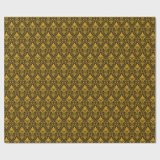 Art Deco Patroon 01 - Deco Gold 2 op zwart Cadeaupapier (Vlak)