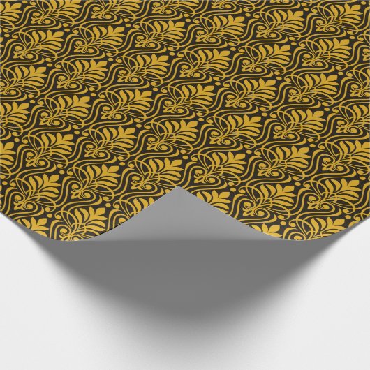 Art Deco Patroon 01 - Deco Gold 2 op zwart Cadeaupapier (Hoek)