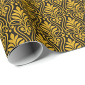 Art Deco Patroon 01 - Deco Gold 2 op zwart Cadeaupapier (Rol Hoek)