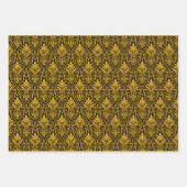Art Deco Patroon 01 - Deco Gold 2 op zwart Inpakpapier Vel (Voorkant 3)