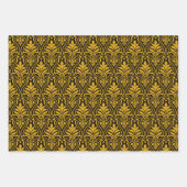 Art Deco Patroon 01 - Deco Gold 2 op zwart Inpakpapier Vel (Voorkant 2)