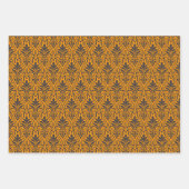 Art Deco Patroon 01 - Deco Zwart op Vivid Gamboge Inpakpapier Vel (Voorkant 3)