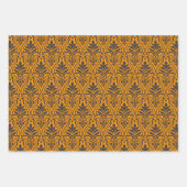 Art Deco Patroon 01 - Deco Zwart op Vivid Gamboge Inpakpapier Vel (Voorkant 2)