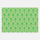 Art Deco Patroon 01 - Donker Lime Groen op Gebroke Inpakpapier Vel (Voorkant 2)
