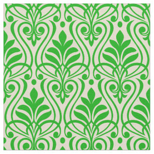 Art Deco Patroon 01 - Donker Lime Groen op Gebroke Stof