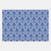 Art Deco Patroon 01 - Donkerblauw op Lavendel Blau Inpakpapier Vel (Voorkant 2)