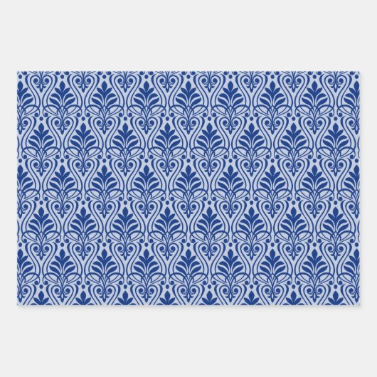 Art Deco Patroon 01 - Donkerblauw op Lavendel Blau Inpakpapier Vel (Voorkant 2)