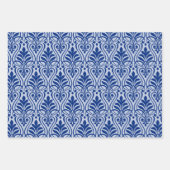 Art Deco Patroon 01 - Donkerblauw op Lavendel Blau Inpakpapier Vel (Voorkant)