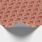 Art Deco Patroon 01 - Donkerrood op Gebroken Wit Cadeaupapier (Hoek)