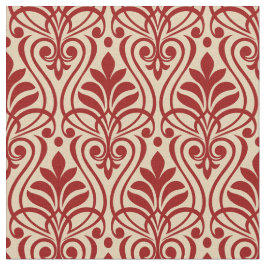 Art Deco Patroon 01 - Donkerrood op Gebroken Wit Stof