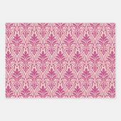 Art Deco Patroon 01 - Frambozenroze op lichtroze Inpakpapier Vel (Voorkant)