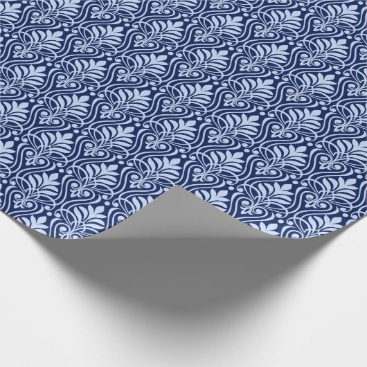 Art Deco Patroon 01 - Lavendel Blauw op Donkerblau Cadeaupapier (Hoek)