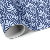 Art Deco Patroon 01 - Lavendel Blauw op Donkerblau Cadeaupapier (Rol Hoek)