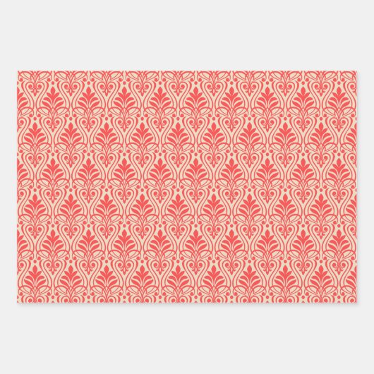 Art Deco Patroon 01 - Lichtrood op gebroken wit Inpakpapier Vel (Voorkant 3)