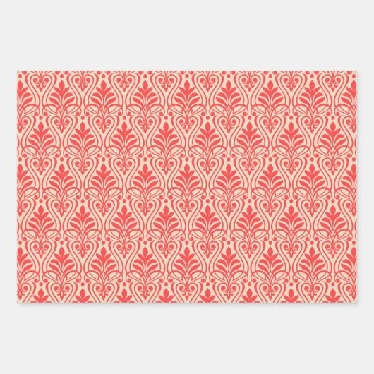 Art Deco Patroon 01 - Lichtrood op gebroken wit Inpakpapier Vel (Voorkant 2)