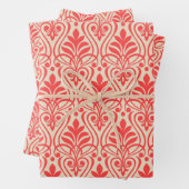 Art Deco Patroon 01 - Lichtrood op gebroken wit Inpakpapier Vel (In situ)