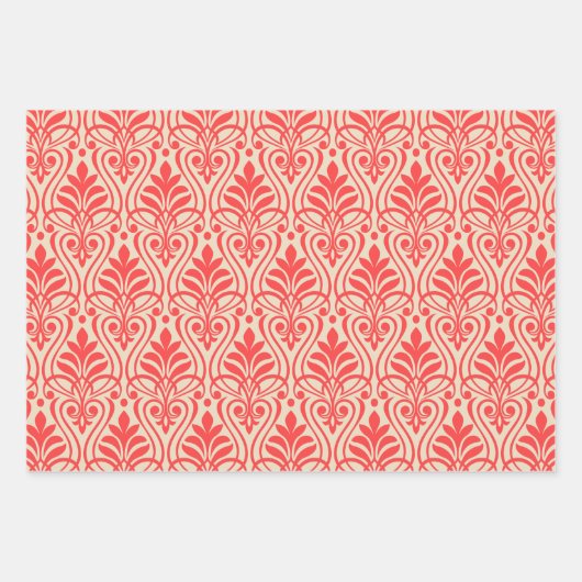 Art Deco Patroon 01 - Lichtrood op gebroken wit Inpakpapier Vel (Voorkant)