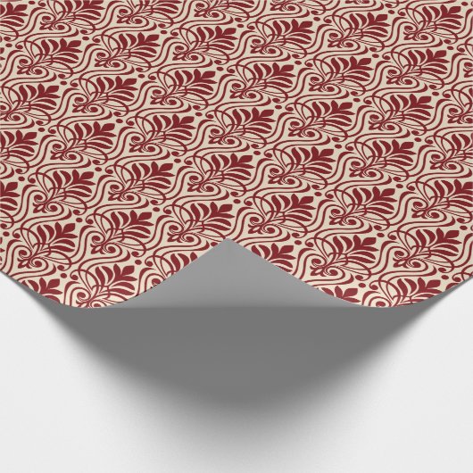 Art Deco Patroon 01 - Midnight Red op Gebroken Wit Cadeaupapier (Hoek)