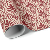 Art Deco Patroon 01 - Midnight Red op Gebroken Wit Cadeaupapier (Rol Hoek)